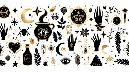 Mystical Symbols Illustration Isolated On White