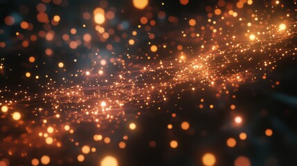Poster - Glowing Dots Connecting in a Matrix of Light