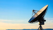 © 柳迪 付 - A large parabolic antenna dish pointed towards the sky, capturing signals from space, symbolizing advanced communication technology and satellite data transmission