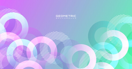 Poster - 3D pink green abstract background overlap layer on bright space with cutout shape effect decoration. Modern graphic design element circles style concept for web banner, flyer, card, or brochure cover