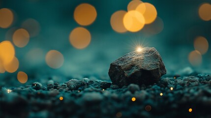 Poster - Gemstone Reflecting Light on a Dark Background