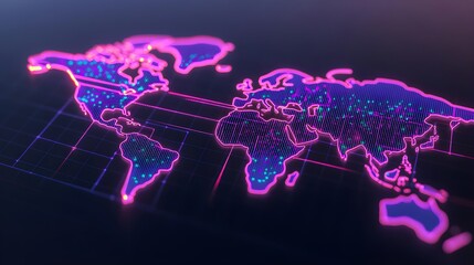 Neon World Map Technology