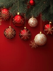 Wall Mural - red christmas background with snowflakes