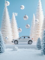 Wall Mural - stockphoto, festive celebrate christmas eve background concept banner of xmas decorate ball and snow