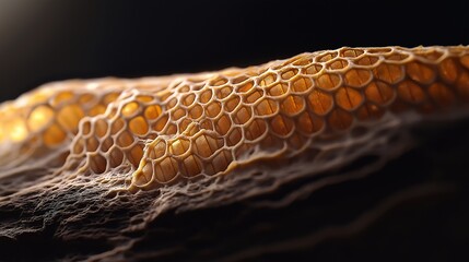 Poster - Golden Honeycomb Structure in Dramatic Lighting