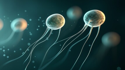 Poster - Floating Parasites Under a Microscope View