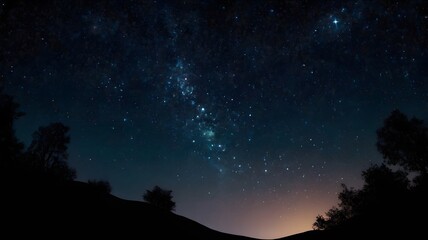 Wall Mural - mystical starry milky way illuminating a serene landscape. twinkling stars dark sky, mesmerizing & t