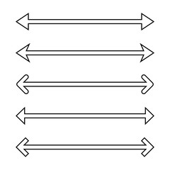 Poster - Double arrow line icon set. Two arrows outline sign symbol. Editable stroke