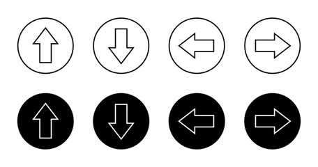 Poster - Up, down, left, and right arrow line icon black circle