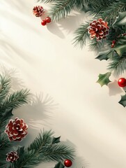 Wall Mural - christmas card with christmas decorated tree with space for text on a light background
