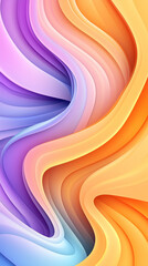 Poster - An abstract composition features fluid waves of purple, blue, orange, and peach seamlessly merging together