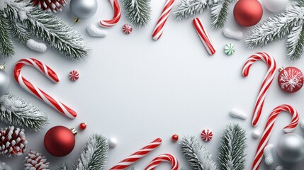 create a festive christmas wallpaper with a snowdusted background of pine branches and decorations