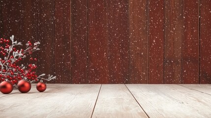 Wall Mural - create a festive christmas wallpaper with a rustic background