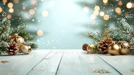 Wall Mural - create enchanting christmas wallpaper background with elegant decorations