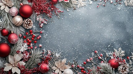 Wall Mural - create a festive christmas background wallpaper with red ornaments