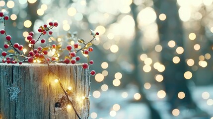 Wall Mural - create a stunning christmas wallpaper featuring a rustic background with holiday lights