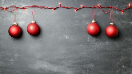 Wall Mural - create a festive christmas wallpaper with red baubles and a chalkboard background