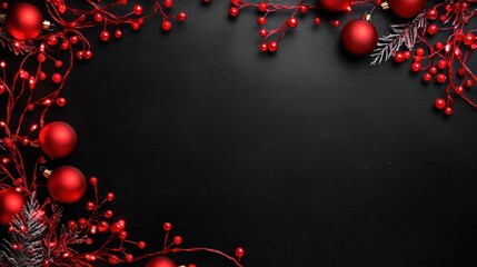 Wall Mural - create a festive christmas background wallpaper with red baubles