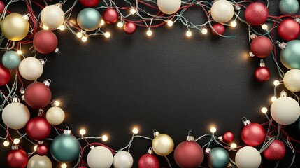 Wall Mural - create a festive christmas wallpaper with twinkling lights and ornaments