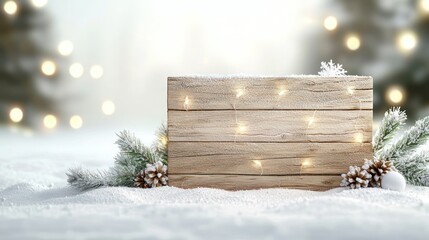 Wall Mural - create a stunning christmas wallpaper with a snowy background and wooden sign decor