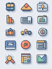 Poster - set of 30 marketing & seo icon set. editable stroke icon collection. includes blogging, pay per clic