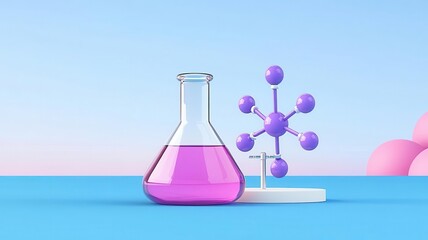 Chemical reaction phases flat design front view pharmaceutical research theme animation 