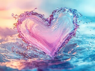 Poster - Melting heart an abstract representation of love in a water gradient aesthetic