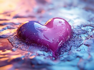 Poster - An abstract heart melting into a water gradient a visual exploration of emotion and fluidity