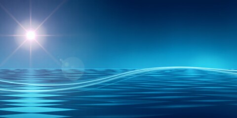 Poster - Bright sun over a calm blue sea.