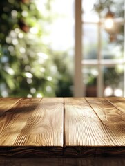 Wall Mural - white the empty wooden table top with blur background of christmas
