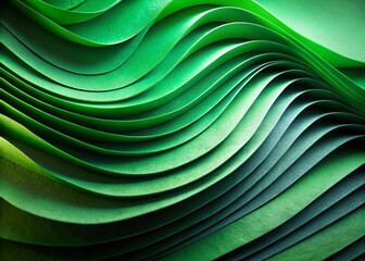 Poster - Abstract 3D Green Background with Paper Layer: A Macro Perspective of Textured Surfaces and Depth, Perfect for Creative Design and Minimalist Aesthetic Needs