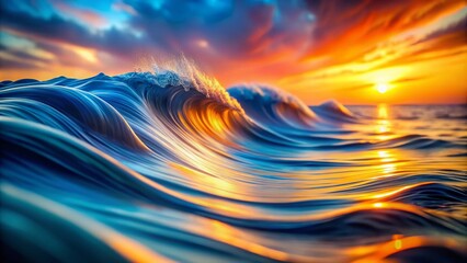 Poster - Abstract Blue Orange Yellow White Color Gradient Wave Vector Background with Tilt-Shift Effect for Creative Design and Digital Art Projects