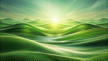 Poster - Abstract Halftone Blend in Green Waves - A Minimalist Photography Exploration of Fluid Forms and Colors for Art and Design Use with a Focus on Texture and Simplicity