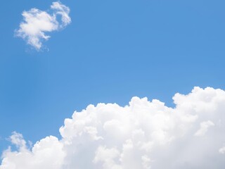 Fluffy white cloud in a clear blue sky background, tranquil, fluffy, sky