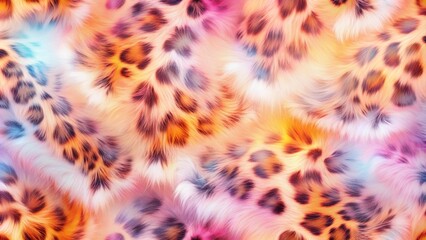 Poster - Abstract Seamless Background Featuring Leopard Peach Fuzz Color with White Fantasy Elements in Long Exposure Style for Creative Projects and Digital Artwork