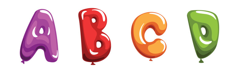 Poster - Balloon Colorful Font for Kids with Bright Alphabet Letter Vector Set