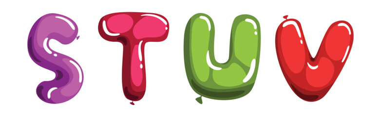 Poster - Balloon Colorful Font for Kids with Bright Alphabet Letter Vector Set