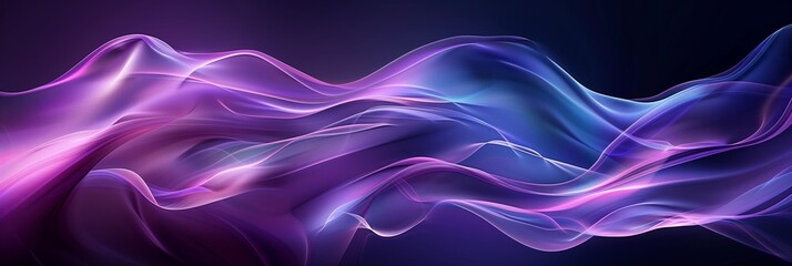 Poster - Abstract purple and blue background with smooth curves and lines, creating an elegant and futuristic wallpaper for digital art or design projects.