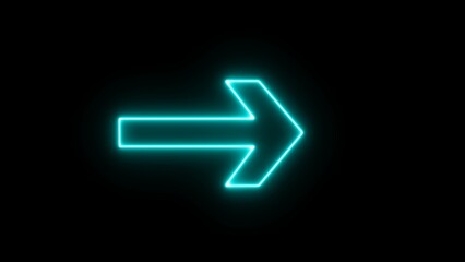 Wall Mural - Neon arrow with glowing effect. Neon Arrow pointing to the right. Right arrow for road direction icon.