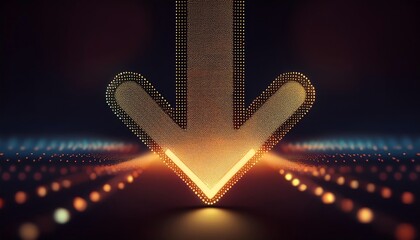 Poster - A glowing digital arrow points downward, surrounded by illuminated dots, creating a modern and dynamic visual effect.