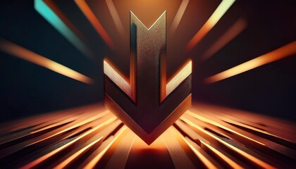 Poster - A glowing, intricate downward arrow with dynamic rays emanating from behind, suggesting movement and energy in a futuristic style.
