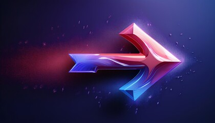 Poster - A sleek, colorful arrow composed of vibrant gradients and particles, symbolizing direction and movement against a dark background.