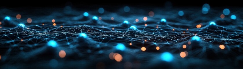 Fototapete - Abstract Network Data Connection Digital Technology Global Communication Cyber Space Futuristic