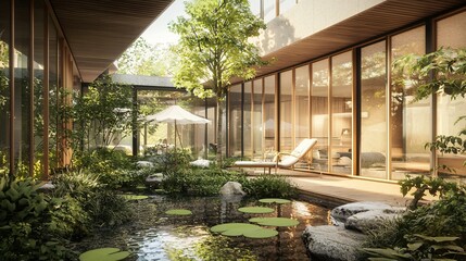 Poster - Discover how a healing center integrates nature to enhance chronic disease treatment and recovery spaces