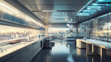 Poster - Explore the innovative design of a modern environmental health facility featuring advanced architectural elements and cutting-edge technology