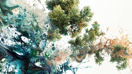 Poster - Artists create stunning environmental impact visualization in abstract art style to inspire conservation efforts