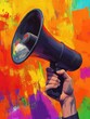 © Johannes - Hand hold megaphone scream on colored background