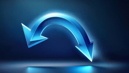 Poster - A dynamic blue arrow graphic, representing direction and movement, set against a dark background with a subtle glow effect.