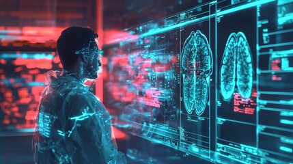 Poster - Explore the future of health screening through abstract visualization of brain activity and technology integration