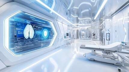 Poster - Explore the futuristic immune system monitoring center design featuring advanced technology and innovative features